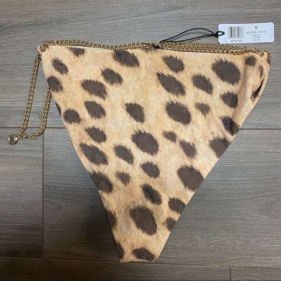 WeWoreWhat Belted Emily Bikini Bottom Leopard Tan Size M NEW - Picture 7 of 9